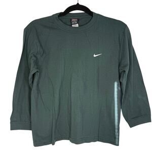 Nike Long Sleeve 100% Cotton T-shirt Kid Boy Youth Size S/ 8-10 Forest Green